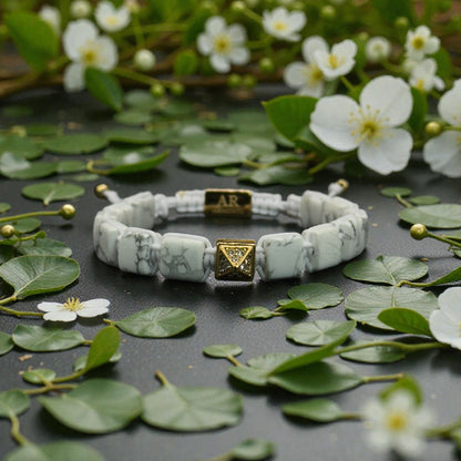 White howlite bracelet with FLAT STONES for women