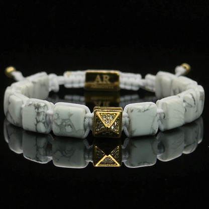 White howlite bracelet with FLAT STONES for women