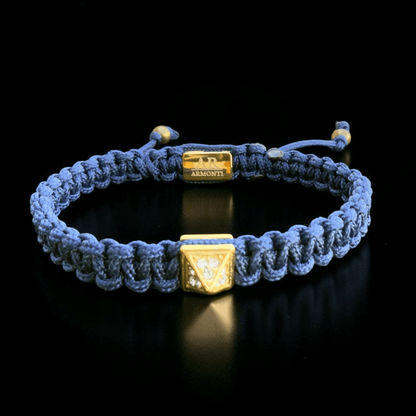 Pulsera azul MACRAME pirámide oro para mujer - Pulsera azul MACRAME circonita para mujer - ARMONTI