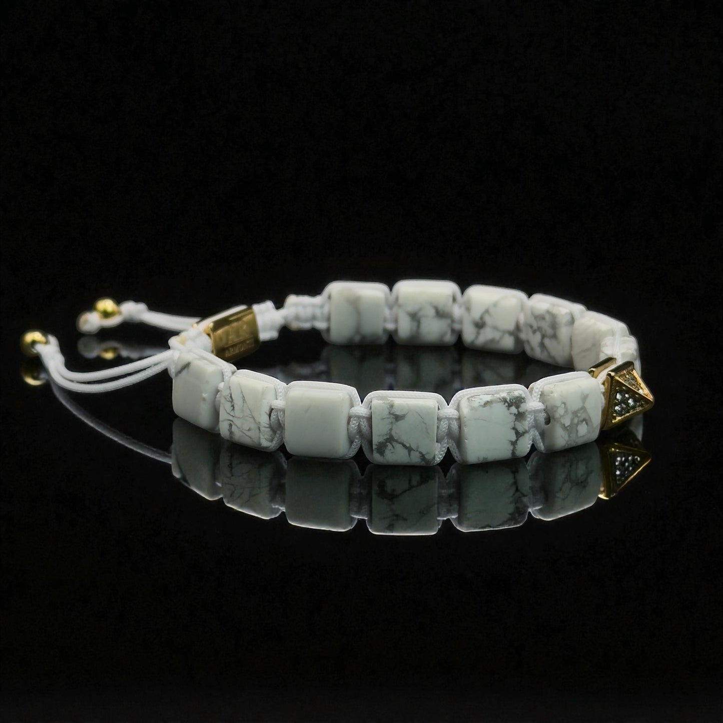 White howlite bracelet with FLAT STONES for women
