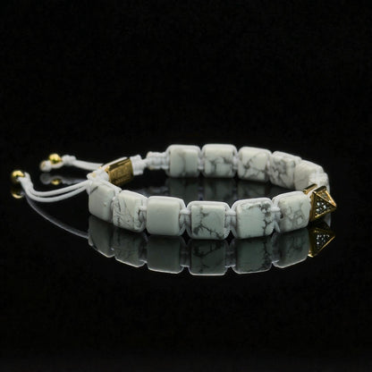 White howlite bracelet with FLAT STONES for women