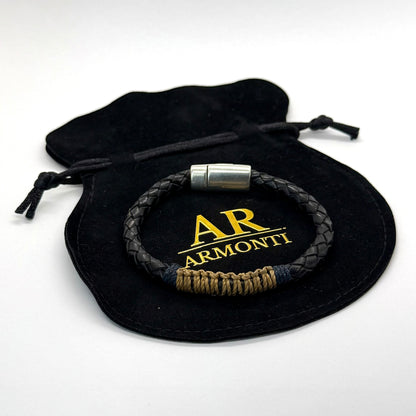 Pulsera Armonti para Hombre | Cuero Italiano Trenzado y Plata 925 | Artesanía con Carácter