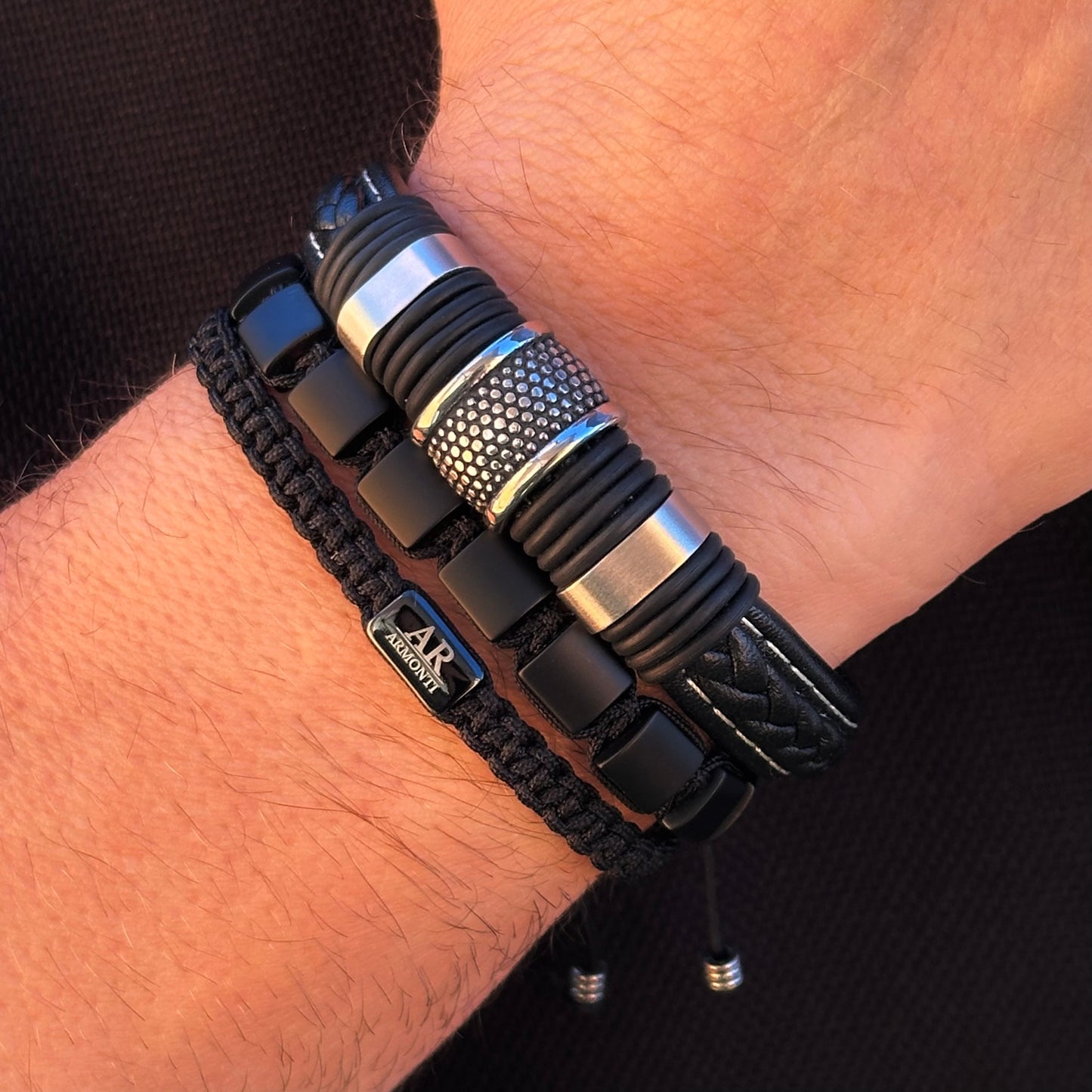 Renegade flat stitched leather bracelet by Armonti