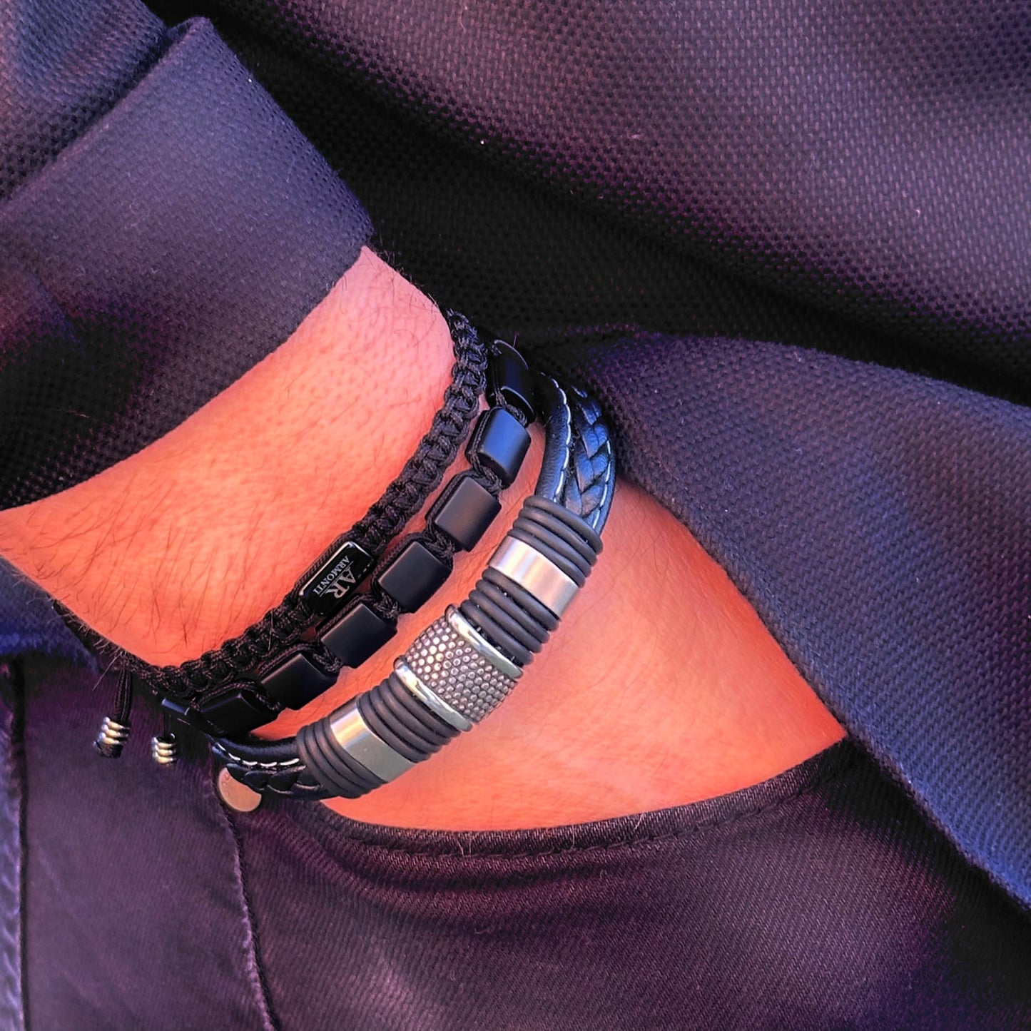 Renegade flat stitched leather bracelet by Armonti