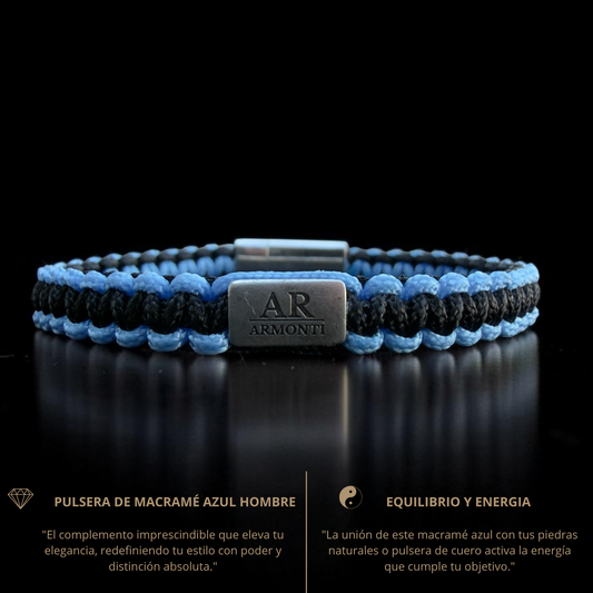 Pulsera MACRAMÉ Negra y azul hombre