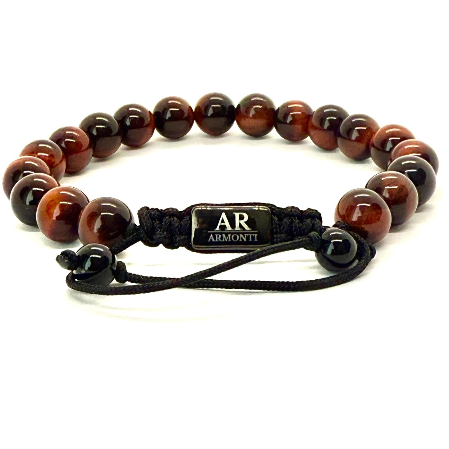 Pulsera de piedra redonda OJO DE TIGRE ROJO para hombre