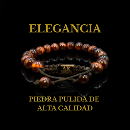 Men's Red Tiger's Eye Round Stone Bracelet