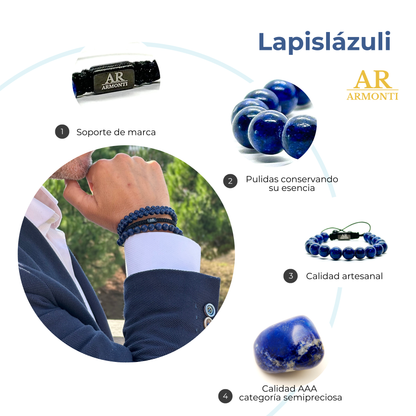 Pulsera piedra redonda LAPISLÁZULI para hombre