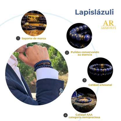 Men's round lapis lazuli stone bracelet