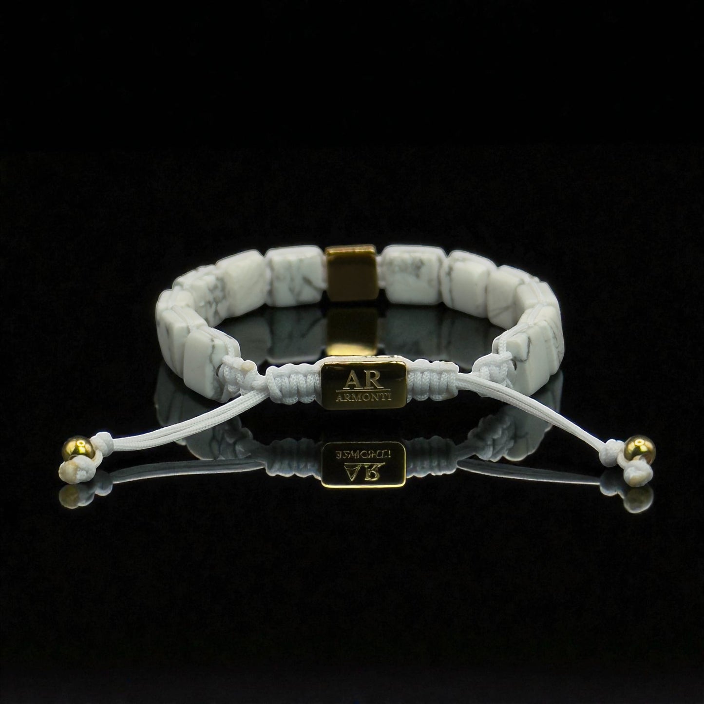 White howlite bracelet with FLAT STONES for women