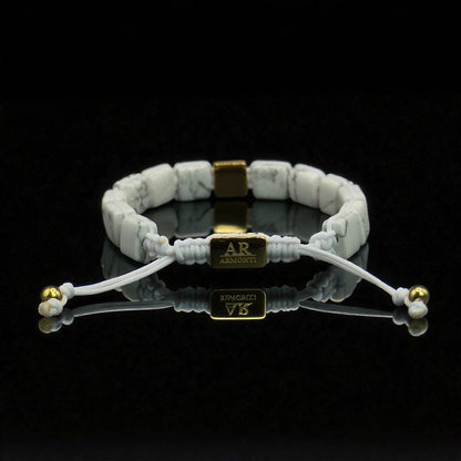 White howlite bracelet with FLAT STONES for women