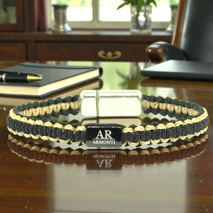 Pulsera MACRAMÉ Negra y beige hombre