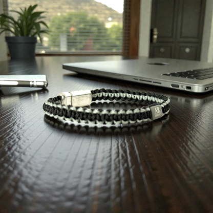 Pulsera MACRAMÉ Negra y gris hombre