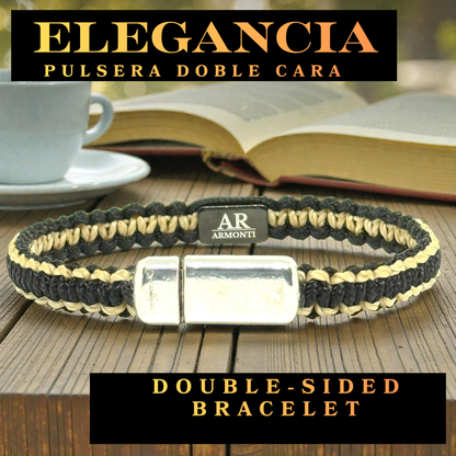 Pulsera MACRAMÉ Negra y beige hombre