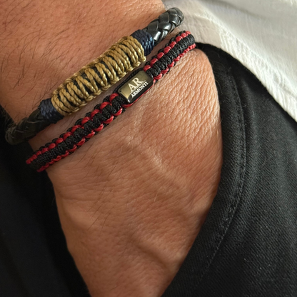 Pulsera MACRAMÉ negra y roja hombre