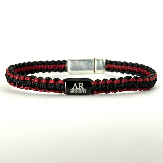 Pulsera MACRAMÉ negra y roja hombre