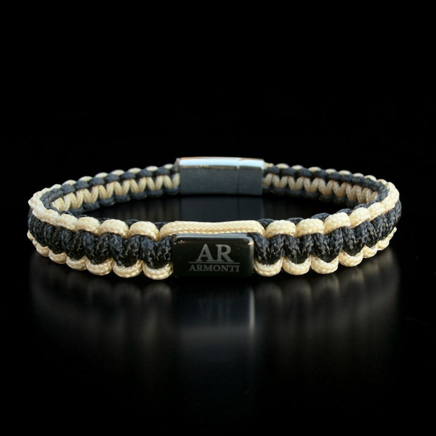 Pulsera MACRAMÉ Negra y beige hombre
