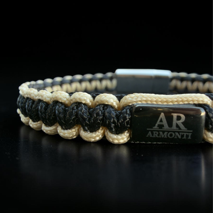 Pulsera MACRAMÉ Negra y beige hombre