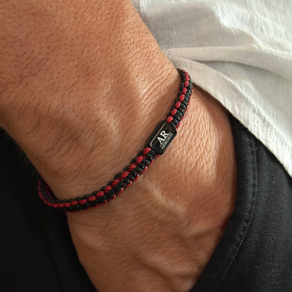 Pulsera MACRAMÉ negra y roja hombre