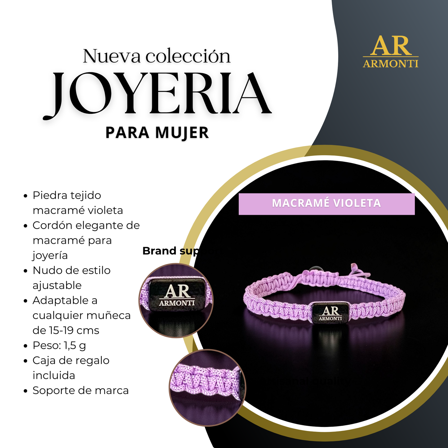 Pulsera violeta de MACRAMÉ mujer