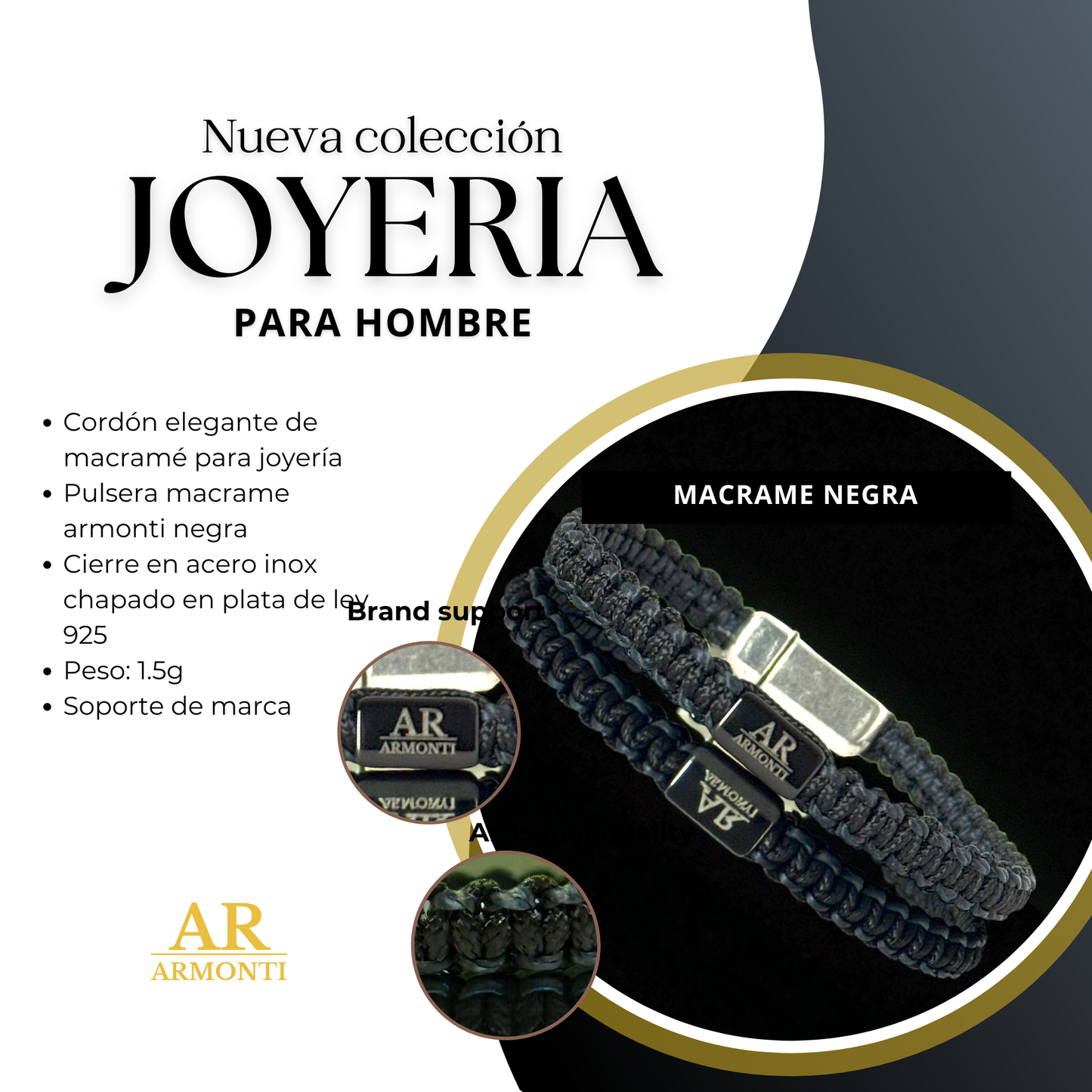 Pulsera MACRAMÉ negra hombre