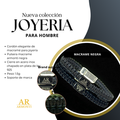 Pulsera MACRAMÉ negra hombre