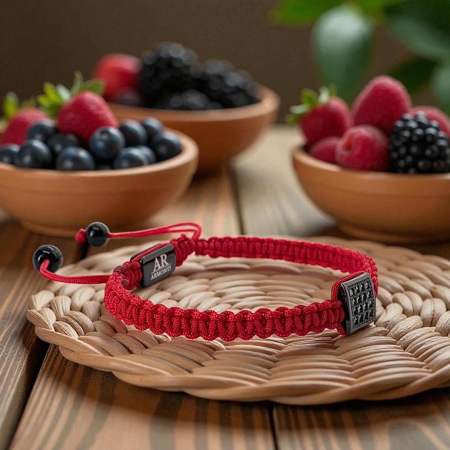 Pulsera roja MACRAMÉ CIRCONITA para mujer