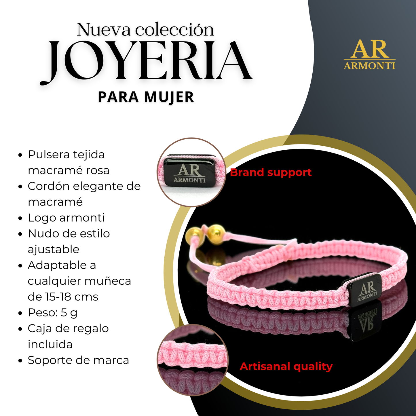 Pink MACRAMÉ bracelet for women
