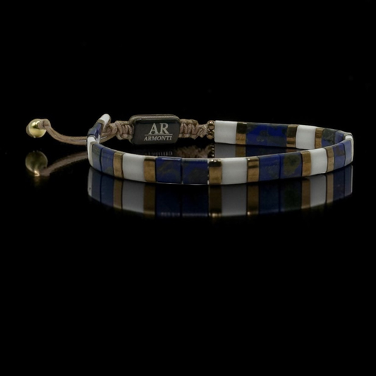 Pulsera miyuki japón cristal azul oscuro y blanco