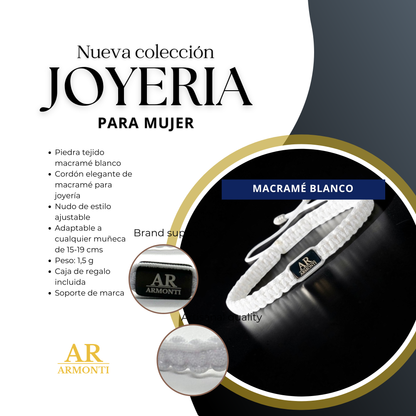 Pulsera blanca de MACRAMÉ para mujer