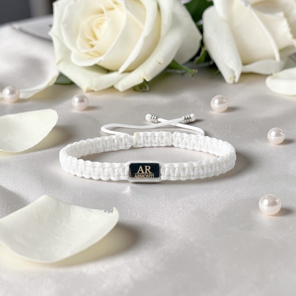 Pulsera blanca de MACRAMÉ para mujer