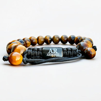 Pulsera de Ojo de Tigre Amarillo 8mm ajustable para Hombre