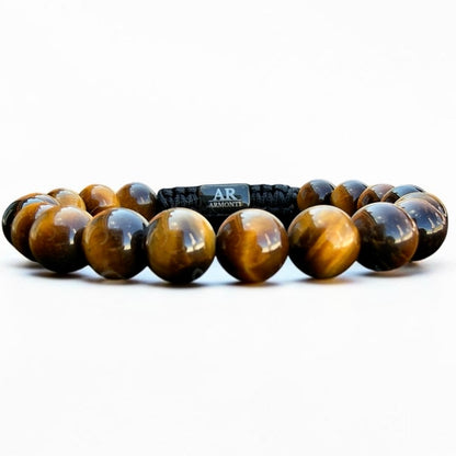 Pulsera de Ojo de Tigre Amarillo 8mm ajustable para Hombre