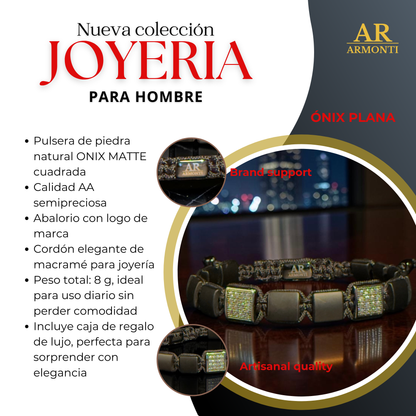 Pulsera de ÓNIX MATTE piedra plana hombre de ARMONTI