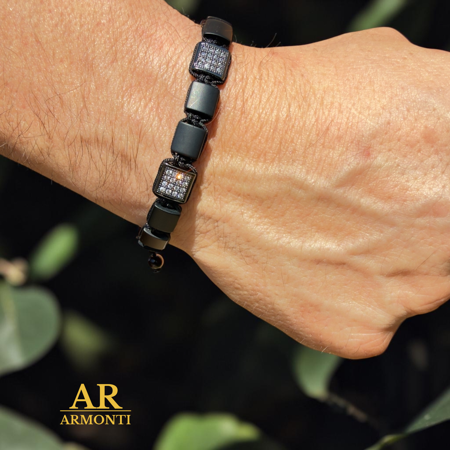 Pulsera de ÓNIX MATTE piedra plana hombre de ARMONTI