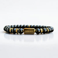 Pulsera de Ónix Negro Brillante 6mm oro 18k para Hombre