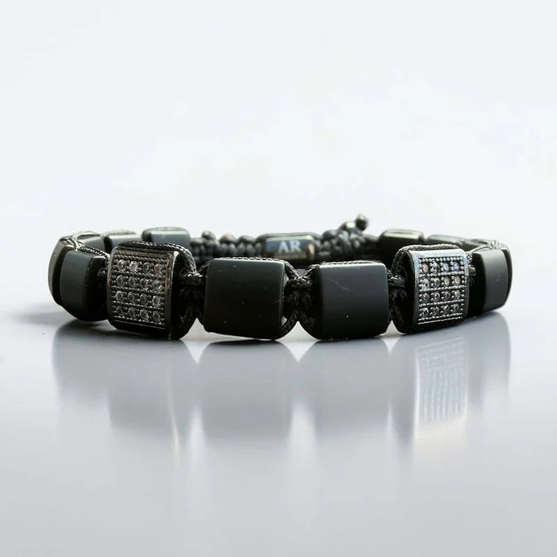 Matte Black Onyx Square Men's Bracelet