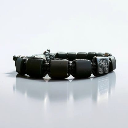 Matte Black Onyx Square Men's Bracelet