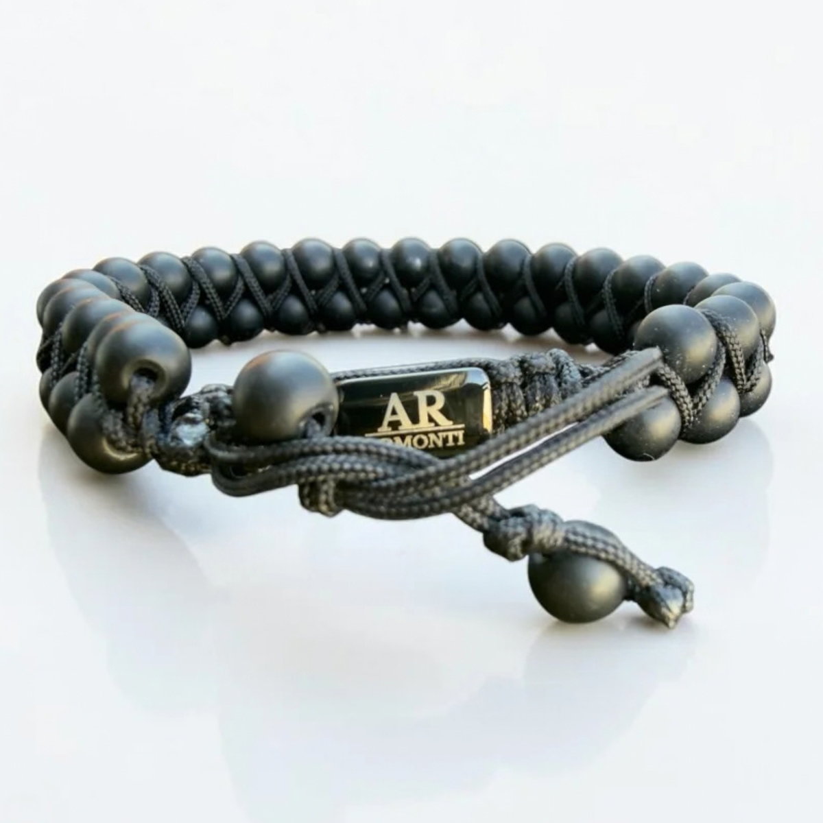 Pulsera de Ónix Negro Mate doble 6mm para Hombre