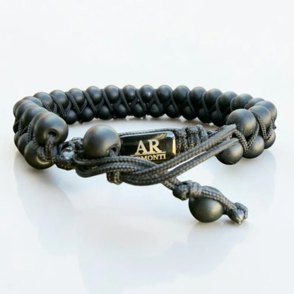 Pulsera de Ónix Negro Mate doble 6mm para Hombre