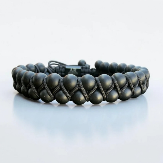 Pulsera de Ónix Negro Mate doble 6mm para Hombre