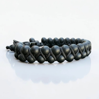 Pulsera de Ónix Negro Mate doble 6mm para Hombre