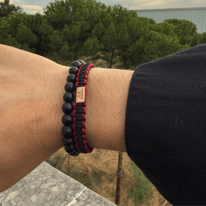 Pulsera piedra redonda ONIX MATTE para HOMBRE - Pulsera piedra natural ONIX MATTE para HOMBRE - ARMONTI