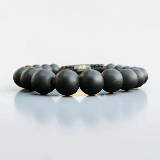 Pulsera de Ónix Negro Mate 8mm ajustable para Hombre
