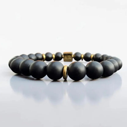 Men's 8mm Matte Black Onyx Elastic Bracelet