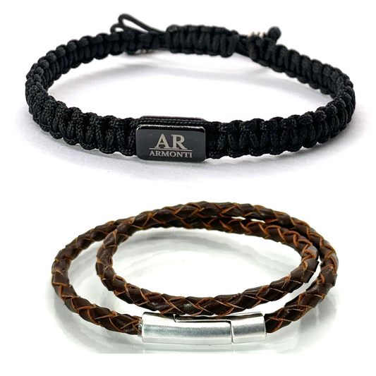 Pulsera de Cuero marrón trenzado y Macramé: Elegancia y Estilo Atemporal