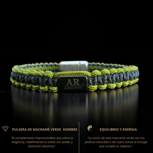 Pulsera MACRAMÉ negra y verde hombre