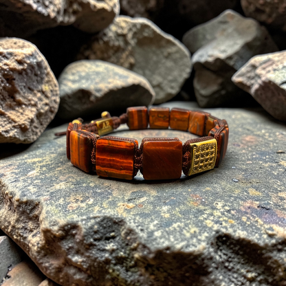 Pulsera de ojo de tigre cuadrada hombre