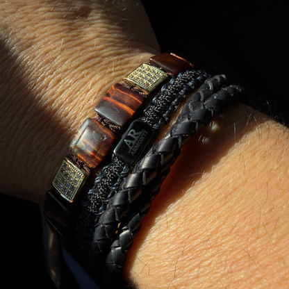 Pulsera de ojo de tigre cuadrada hombre