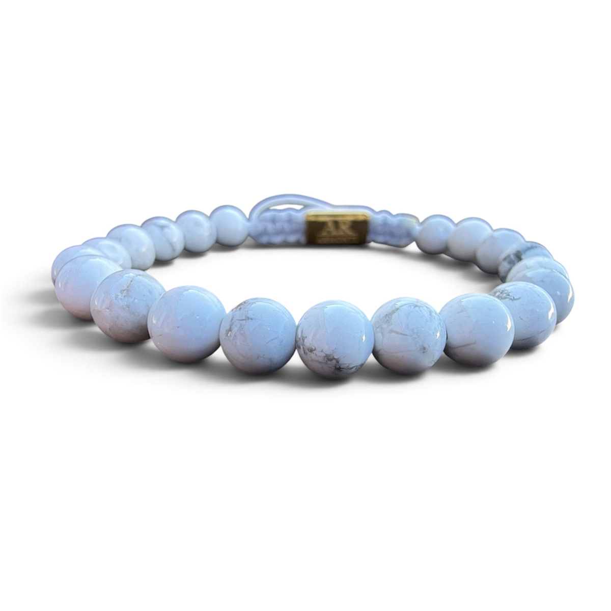 Pulsera de piedra natural Howlita Blanca 6mm ajustable para Mujer